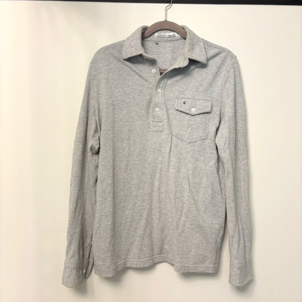 Mens Criquet, Long-Sleeved Polo Shirt, Grey Heather, Size Small